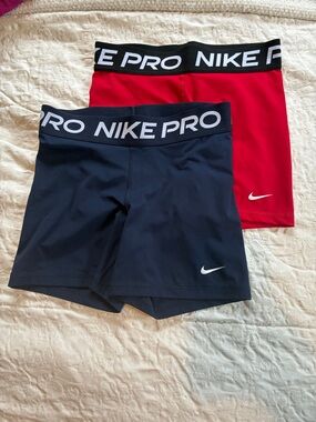 Nike Pro Athletic Shorts - Navy & Red